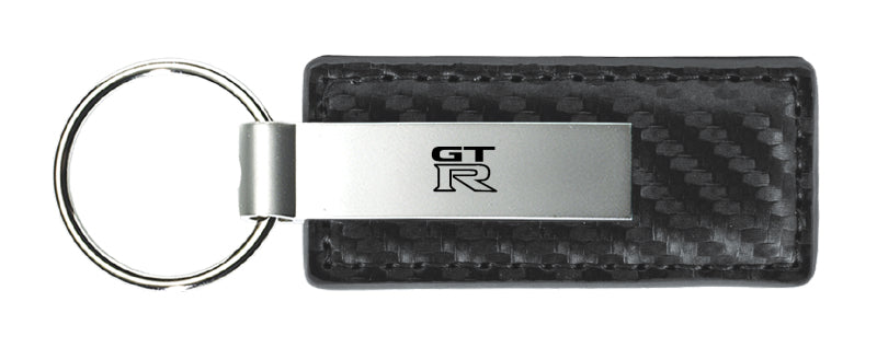 Nissan GTR Carbon Fiber Leather Key Fob - Gun Metal