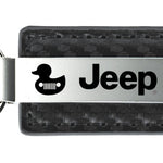 Jeep Duck Carbon Fiber Leather Key Fob - Gun Metal