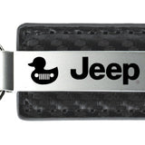 Jeep Duck Carbon Fiber Leather Key Fob - Gun Metal