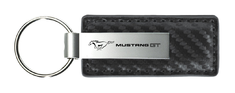 Mustang GT Carbon Fiber Leather Key Fob - Gun Metal