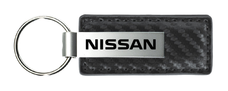 Nissan Carbon Fiber Leather Key Fob - Gun Metal