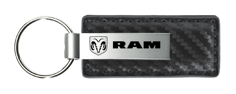 Ram Carbon Fiber Leather Key Fob - Gun Metal