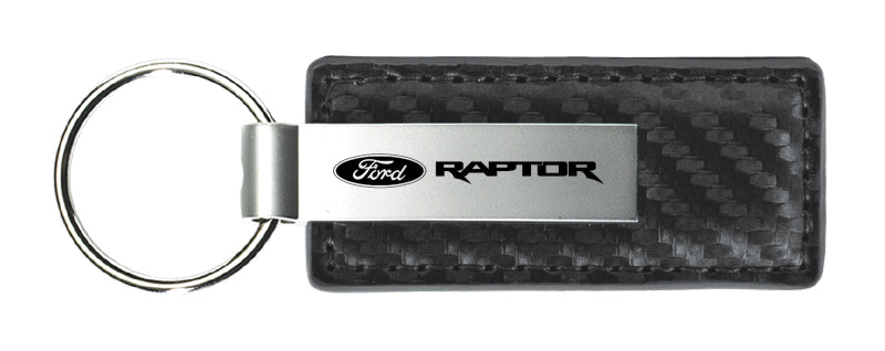 Ford Raptor Carbon Fiber Leather Key Fob - Gun Metal