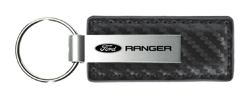 Ford Ranger Carbon Fiber Leather Key Fob - Gun Metal