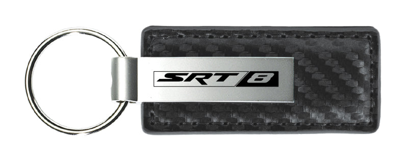 Dodge SRT-8 Carbon Fiber Leather Key Fob - Gun Metal