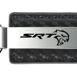 Dodge SRT Hellcat Carbon Fiber Leather Key Fob - Gun Metal