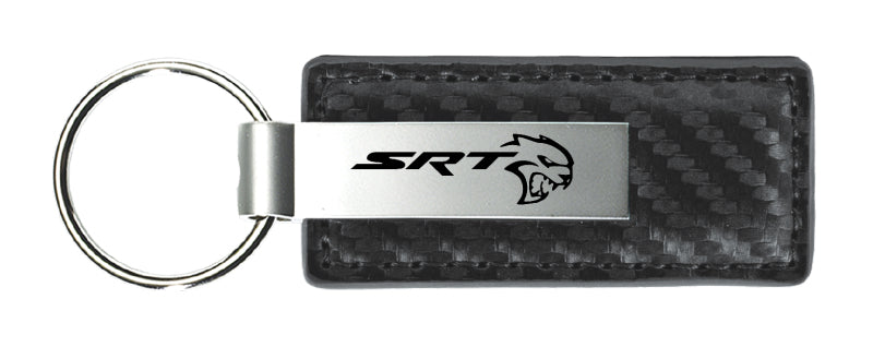 Dodge SRT Hellcat Carbon Fiber Leather Key Fob - Gun Metal