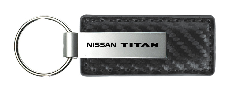 Nissan Titan Carbon Fiber Leather Key Fob - Gun Metal