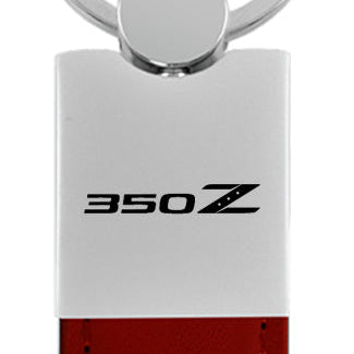 Nissan 350Z Duo Leather / Chrome Key Fob - Burgundy
