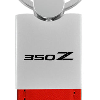 Nissan 350Z Duo Leather / Chrome Key Fob - Red