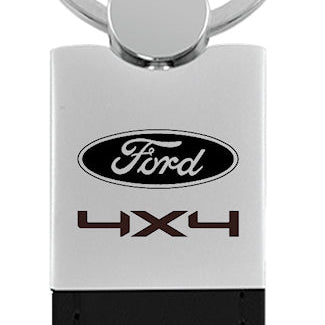 Ford Ford/4X4 Duo Leather / Chrome Key Fob - Black