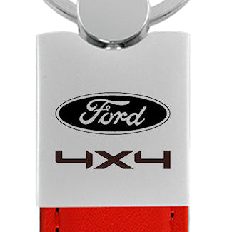 Ford Ford/4X4 Duo Leather / Chrome Key Fob - Red