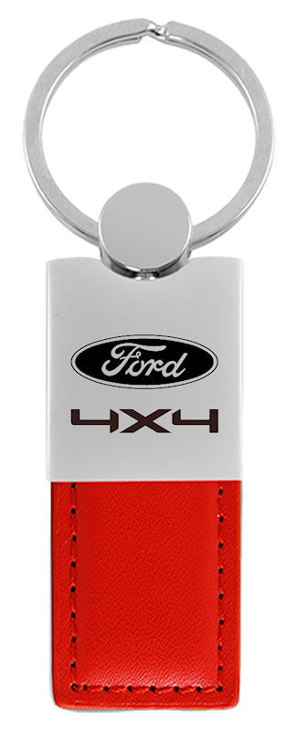 Ford Ford/4X4 Duo Leather / Chrome Key Fob - Red