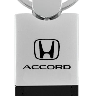 Honda Accord Duo Leather / Chrome Key Fob - Black