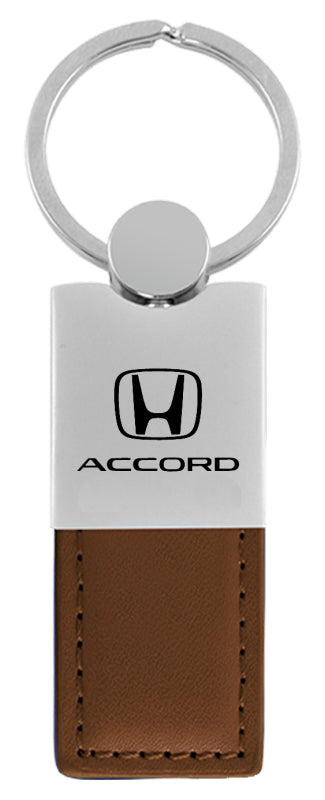 Honda Accord Duo Leather / Chrome Key Fob - Brown