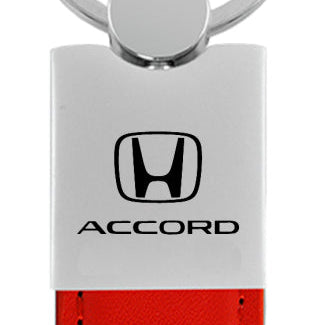 Honda Accord Duo Leather / Chrome Key Fob - Red