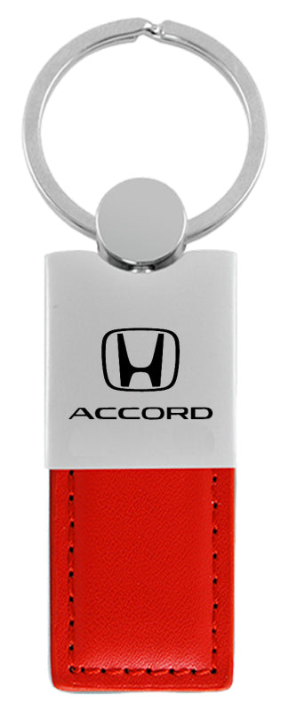 Honda Accord Duo Leather / Chrome Key Fob - Red