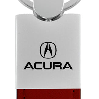 Acura Duo Leather / Chrome Key Fob - Burgundy