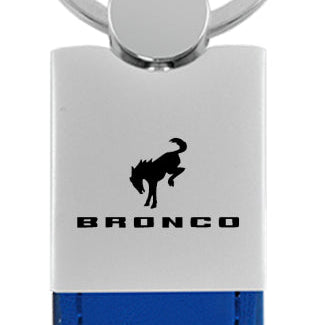 Ford Bronco 2020 Duo Leather / Chrome Key Fob - Blue