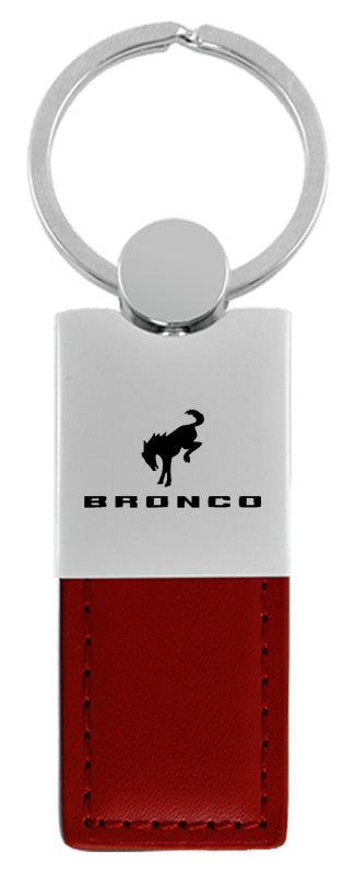 Ford Bronco 2020 Duo Leather / Chrome Key Fob - Burgundy