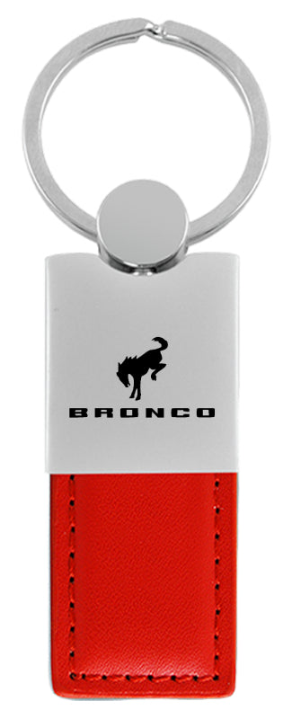 Ford Bronco 2020 Duo Leather / Chrome Key Fob - Red