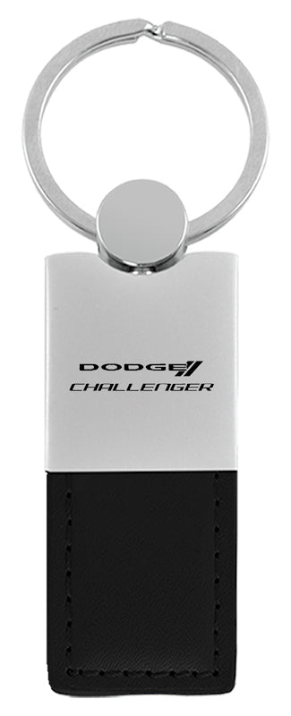 Dodge Challenger Duo Leather / Chrome Key Fob - Black