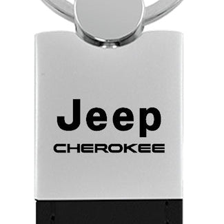 Jeep Cherokee Duo Leather / Chrome Key Fob - Black