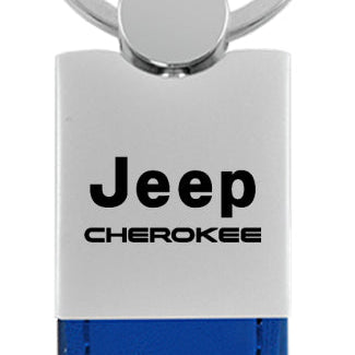 Jeep Cherokee Duo Leather / Chrome Key Fob - Blue