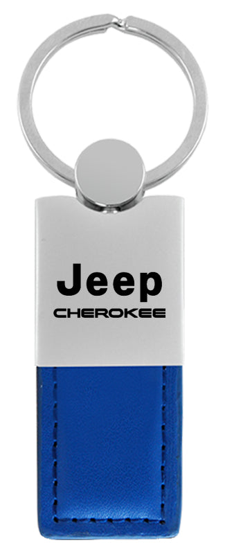 Jeep Cherokee Duo Leather / Chrome Key Fob - Blue