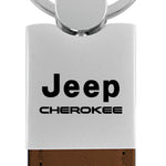 Jeep Cherokee Duo Leather / Chrome Key Fob - Brown