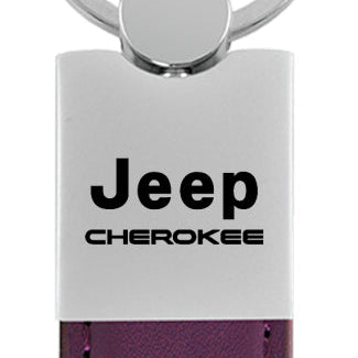 Jeep Cherokee Duo Leather / Chrome Key Fob - Purple