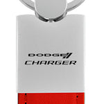 Dodge Charger Duo Leather / Chrome Key Fob - Red