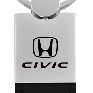 Honda Civic Duo Leather / Chrome Key Fob - Black