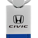 Honda Civic Duo Leather / Chrome Key Fob - Blue