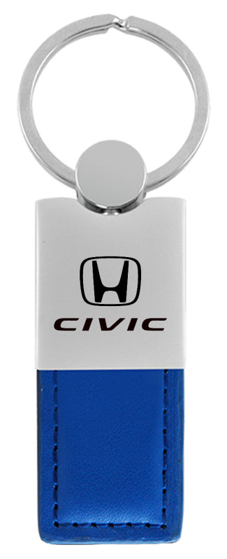 Honda Civic Duo Leather / Chrome Key Fob - Blue