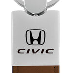 Honda Civic Duo Leather / Chrome Key Fob - Brown