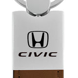 Honda Civic Duo Leather / Chrome Key Fob - Brown