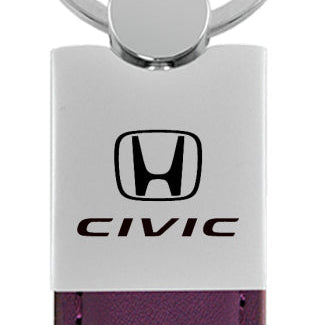 Honda Civic Duo Leather / Chrome Key Fob - Purple