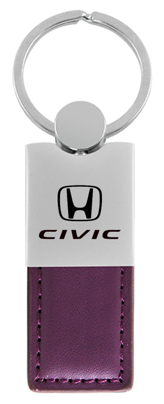 Honda Civic Duo Leather / Chrome Key Fob - Purple