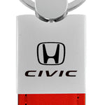 Honda Civic Duo Leather / Chrome Key Fob - Red