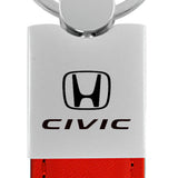 Honda Civic Duo Leather / Chrome Key Fob - Red