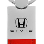 Honda Civic (Reverse C) Duo Leather / Chrome Key Fob - Red