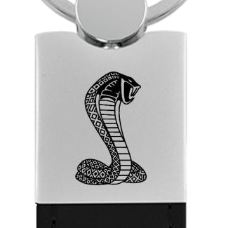 Mustang Cobra Duo Leather / Chrome Key Fob - Black