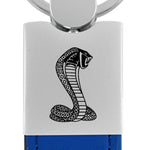 Mustang Cobra Duo Leather / Chrome Key Fob - Blue