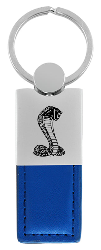 Mustang Cobra Duo Leather / Chrome Key Fob - Blue