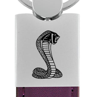 Mustang Cobra Duo Leather / Chrome Key Fob - Purple