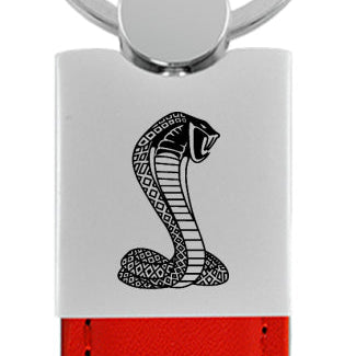 Mustang Cobra Duo Leather / Chrome Key Fob - Red