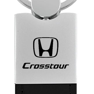 Honda Crosstour Duo Leather / Chrome Key Fob - Black