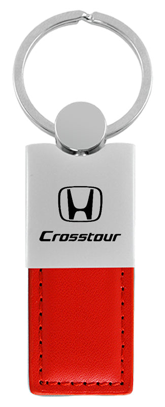 Honda Crosstour Duo Leather / Chrome Key Fob - Red