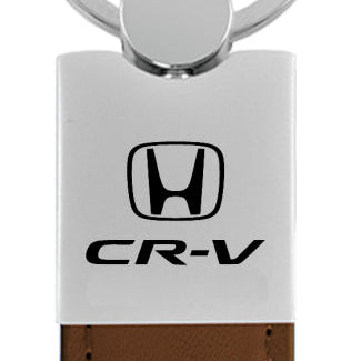 Honda CR-V Duo Leather / Chrome Key Fob - Brown